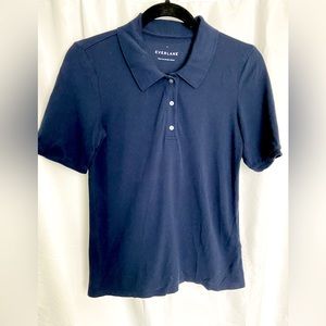 Everlane Navy Blur Collared Organic Cotton Women's Polo Shirt, Size S